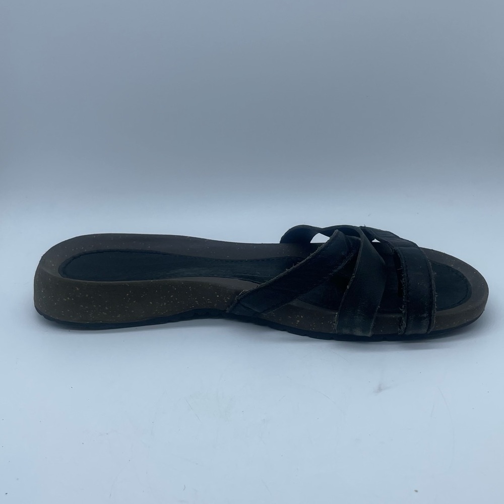 Teva Cabrillo Post Sandal Black Leather Thong Cork Sole Women’s 9 EU 40